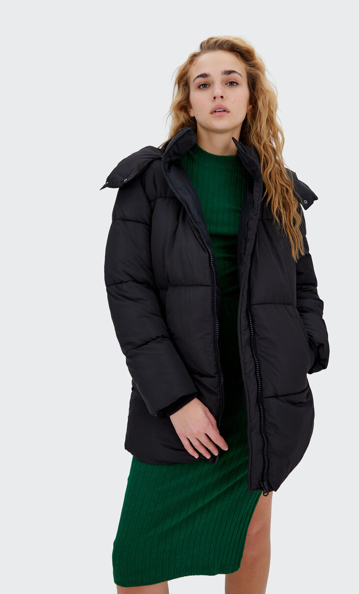 Sorona puffer coat with hood