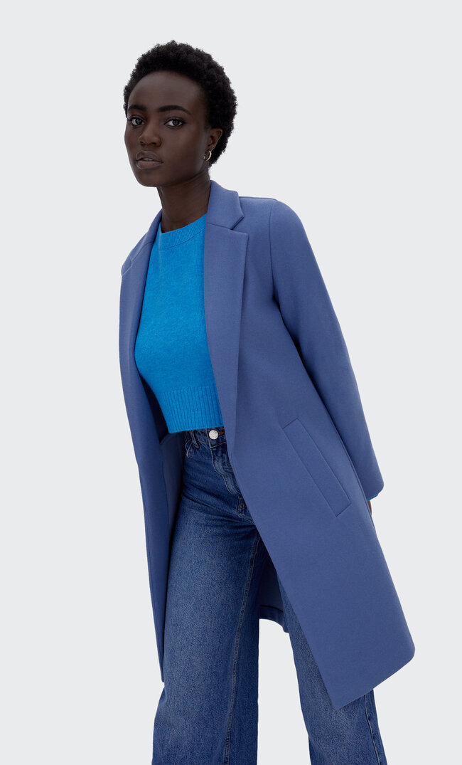 

Stradivarius Melierter Strickmantel Blau S