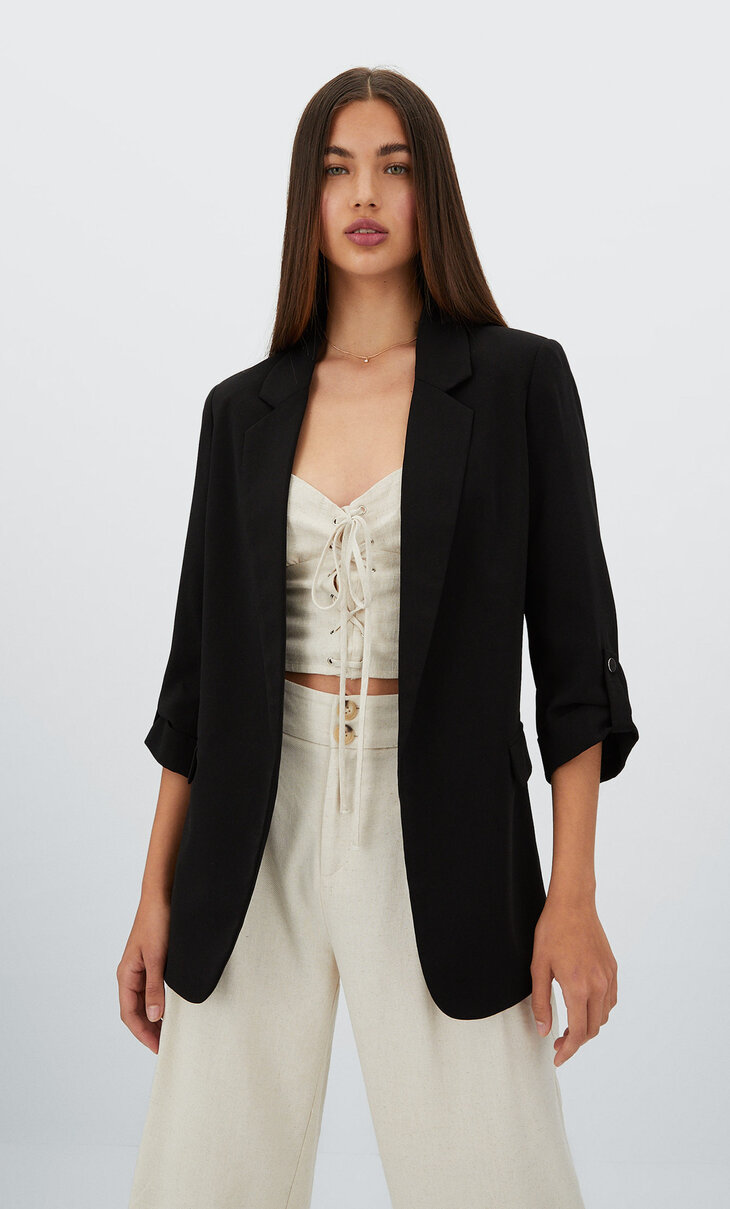 Blazer with rolled-up sleeves