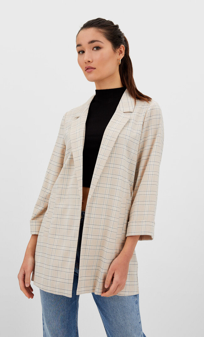 

Stradivarius Offener, Fließender Blazer Steingrau S