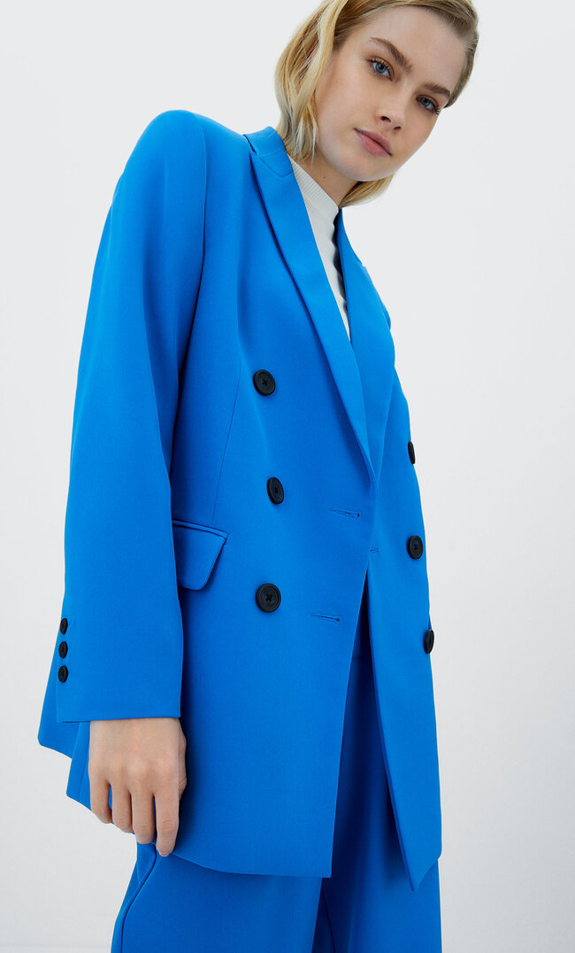 

Stradivarius Zweireihiger Blazer Elektrisch Blau M