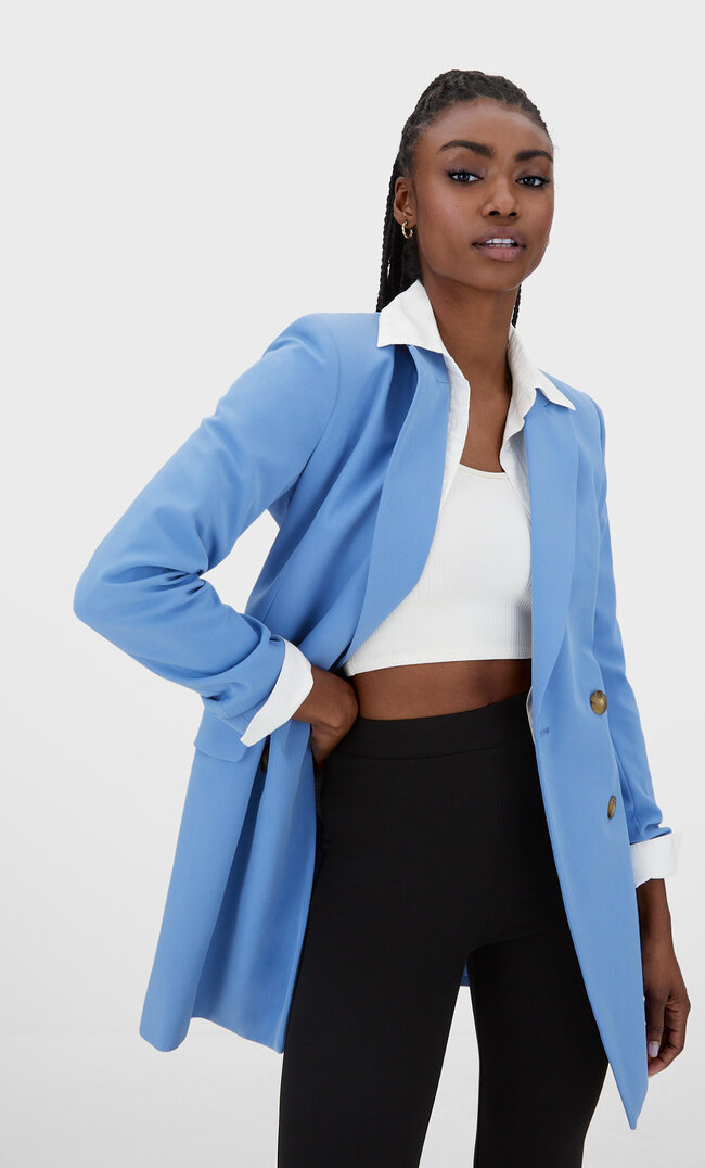 Stradivarius Blazerkleid Himmelblau M