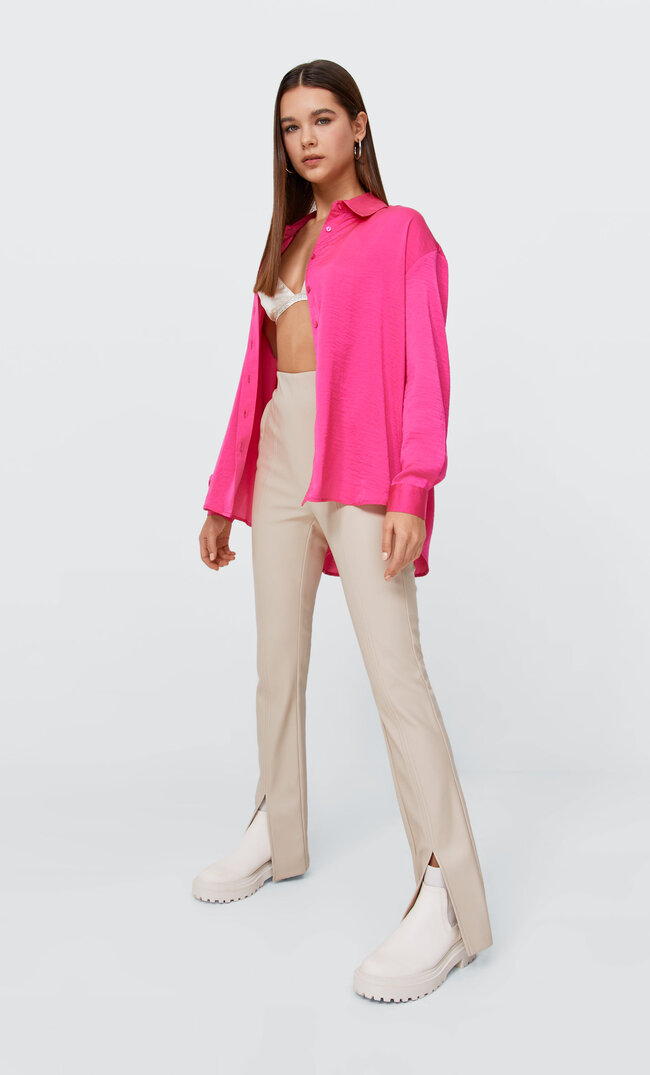 

Stradivarius Satinhemd Fuchsia M