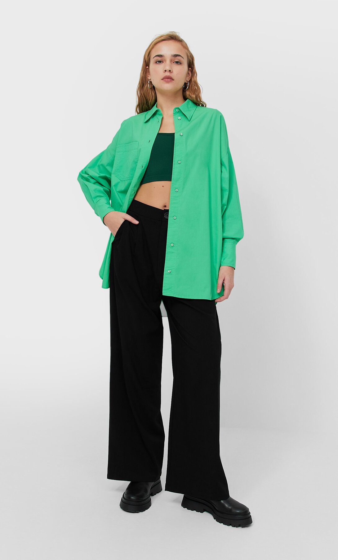 Camisa oversize popelín | Stradivarius España