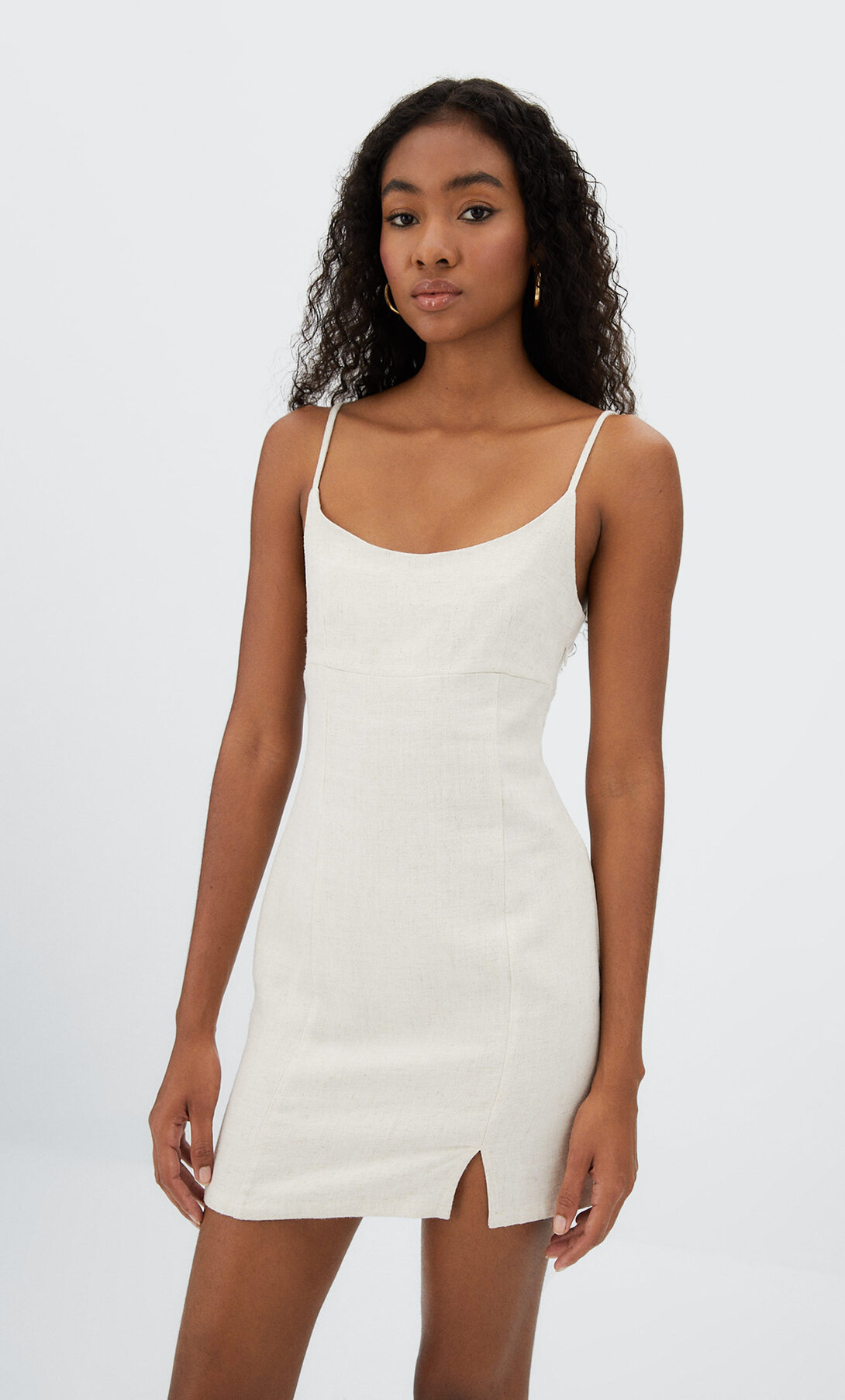 Strappy linen short dress - Women's 