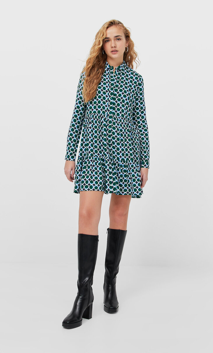 stradivarius white shirt dress