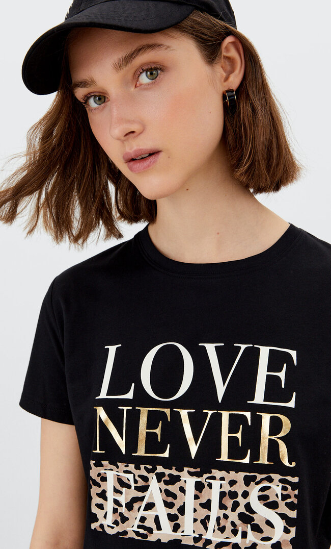 

Stradivarius Shirt Mit Folienprint Schwarz M