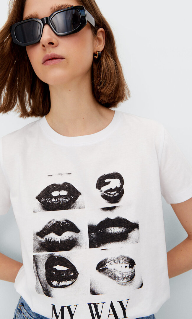

Stradivarius Shirt Mit Grafik Weiß M