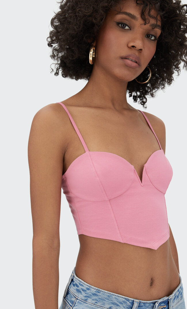 

Stradivarius Gorsetowy Top Na Ramiączkach Różowy L