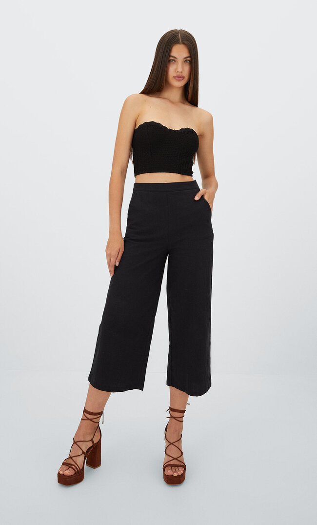 

Stradivarius Koronkowy Top Gorsetowy Czarny M