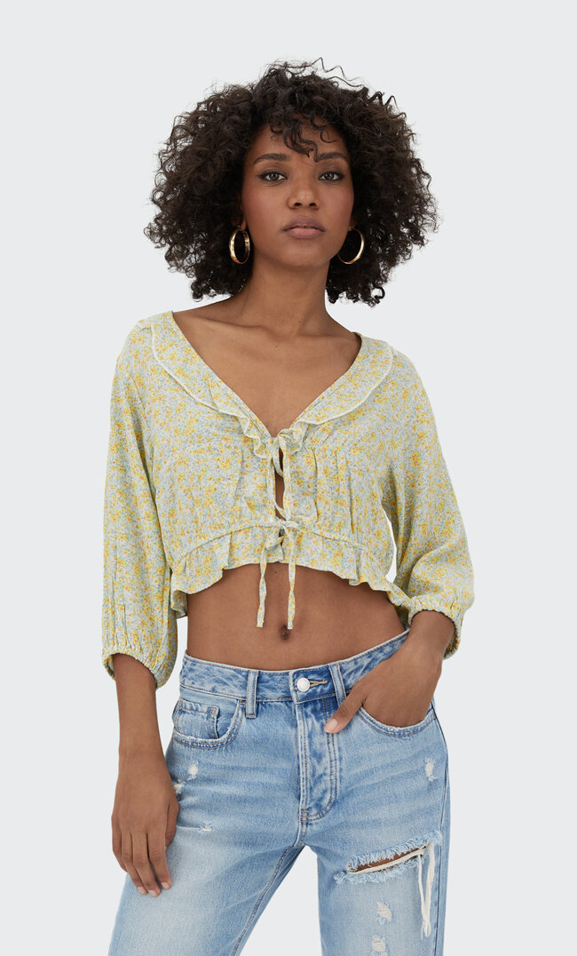 

Stradivarius Hemd Mit Volants Multicolor M