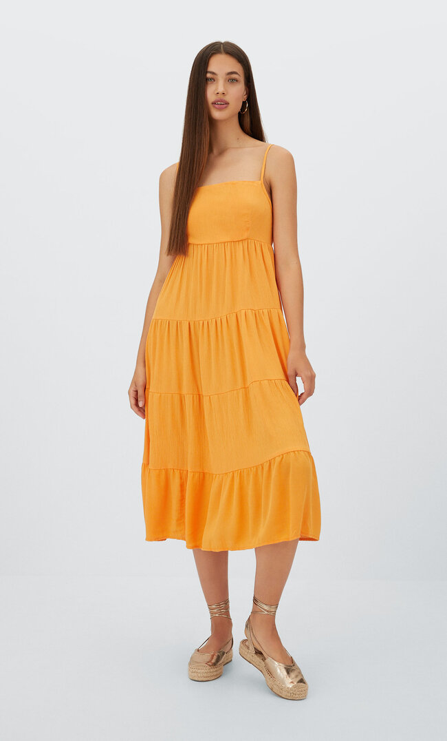

Stradivarius Midikleid Mit Trägern Orange Xs