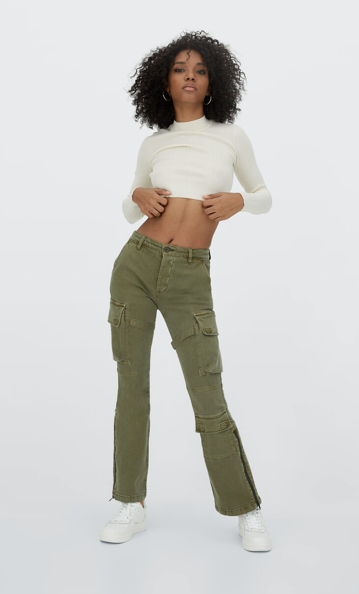 Cargo flared trousers