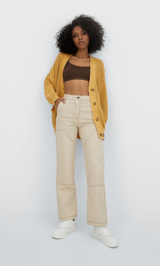 

Stradivarius Straight Workwear-Hose Beige 40