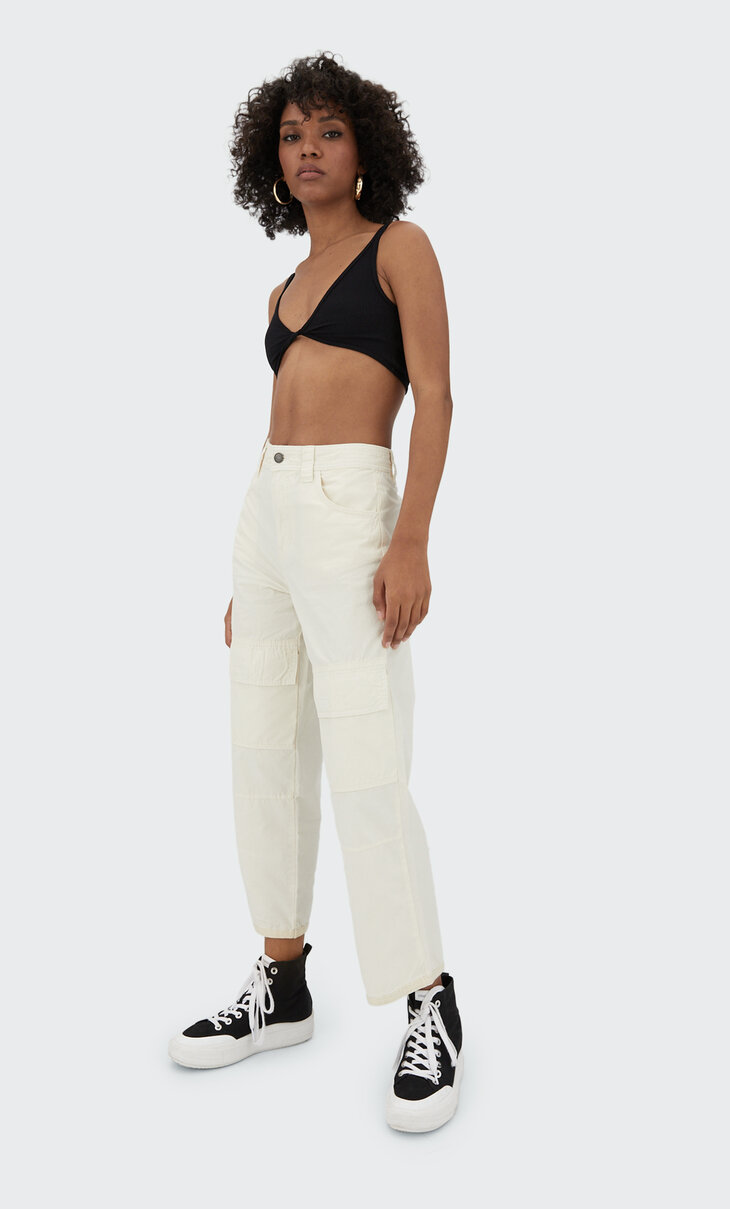 Poplin trousers with pockets