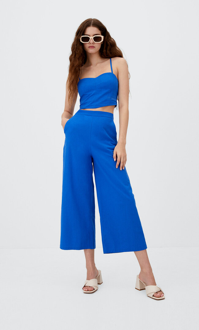 Stradivarius Rustikale Culotte Blau M