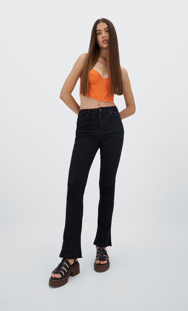

Stradivarius Skinny-Jeans-Schlaghose Black Denim Washed 36