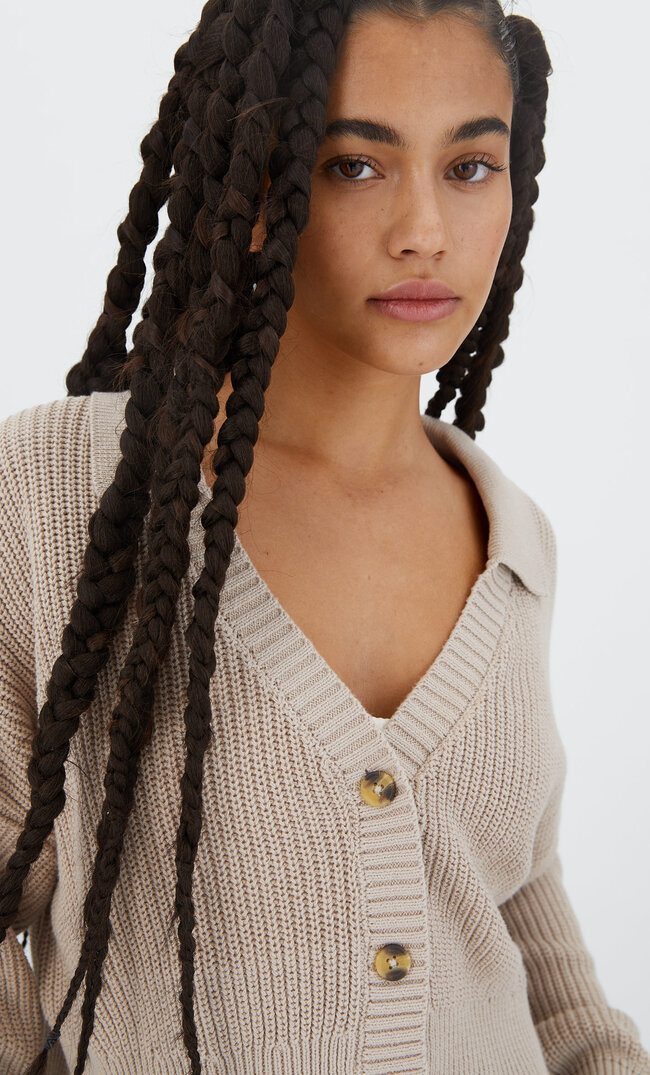 Stradivarius Cardigan Mit Polokragen Beige Xs