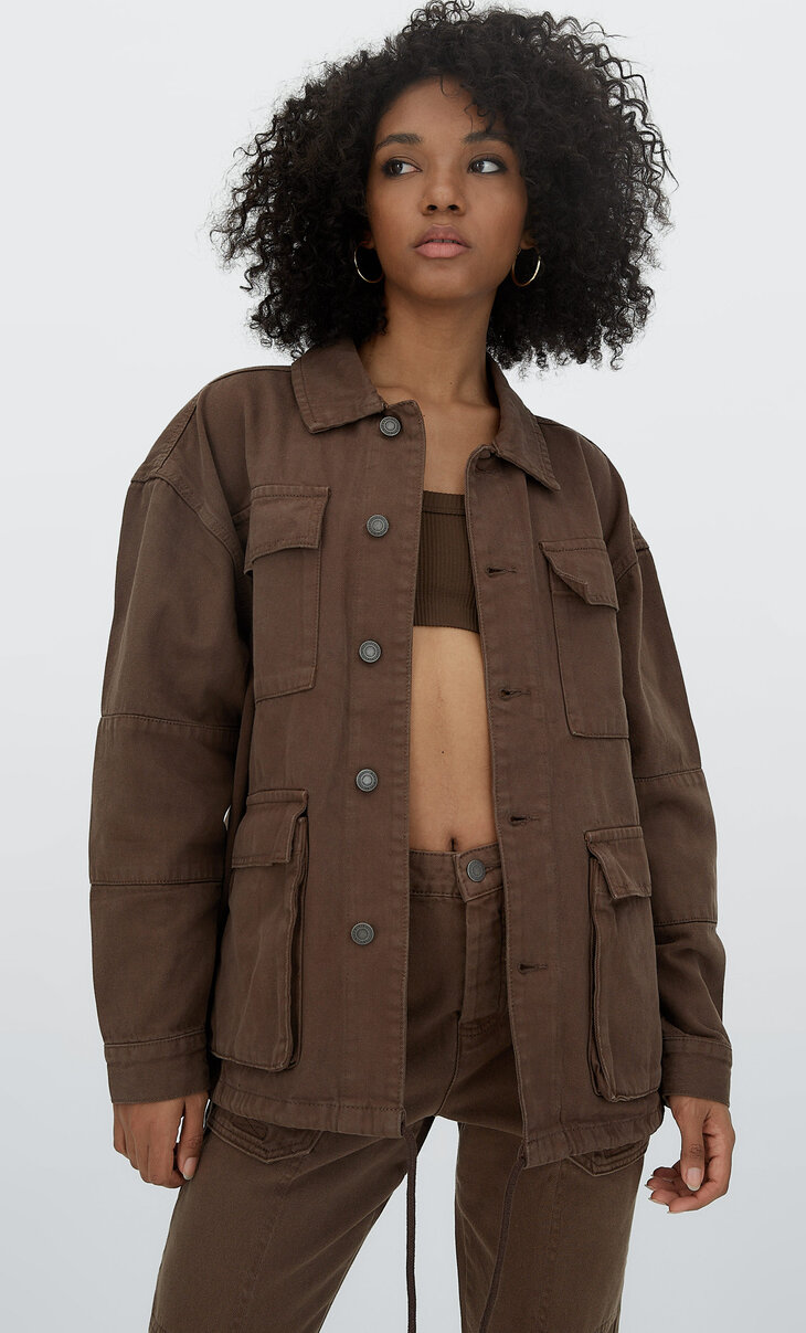 Twill overshirt with pockets