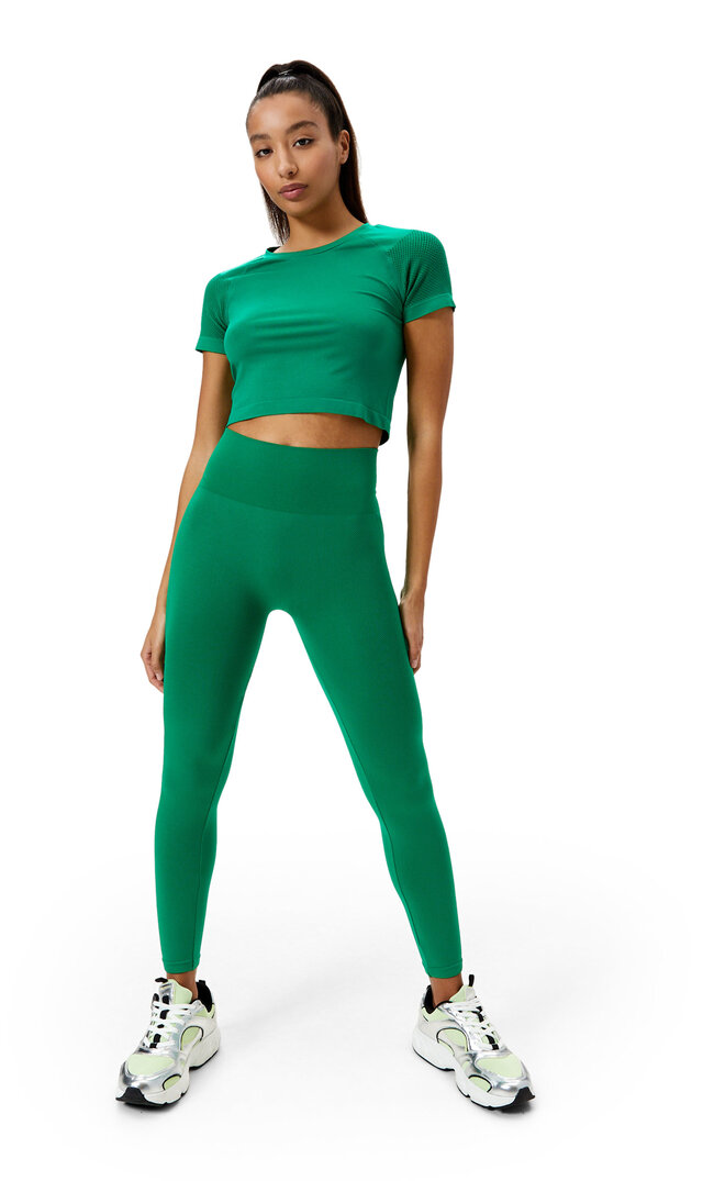 

Stradivarius Nahtlose Sport-Leggins Mit Fischgrätenstruktur Grün M