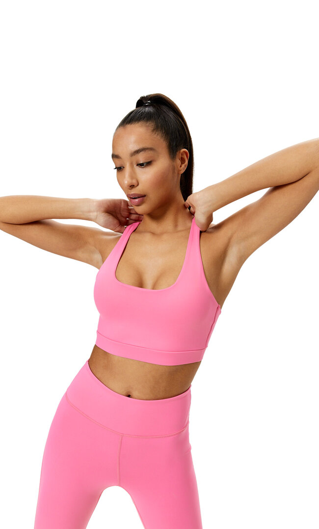 

Stradivarius Modelujący Biustonosz Sportowy Z Paskami Cukierkowy Róż Xs
