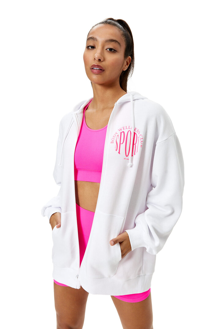 

Stradivarius Sportowa Bluza Na Suwak Biały S