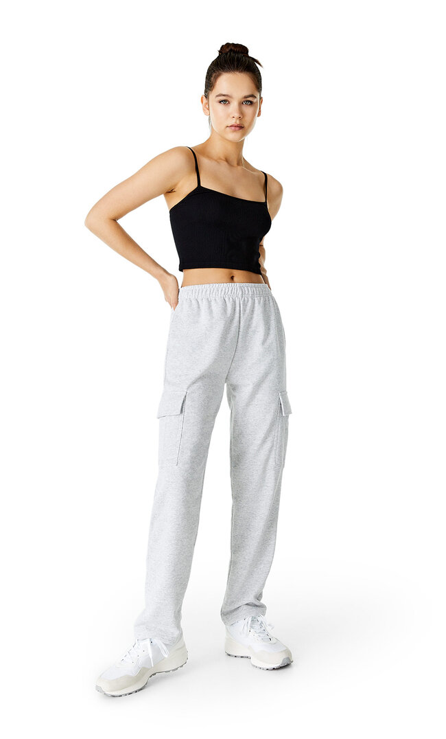 

Stradivarius Sportliche Cargohose Grau Melange M