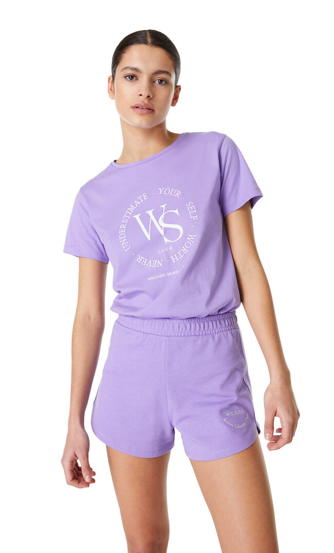 Stradivarius Shorts Aus Sweatstoff Lila Xs