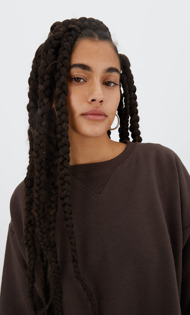 Stradivarius Superdługa Bluza Oversize Brązowy M