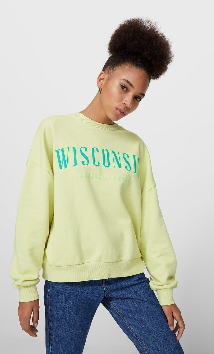 Sweatshirt oversize com mensagem bordada
