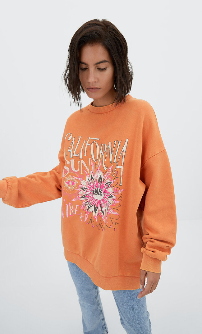 

Stradivarius Bedrucktes Oversize-Sweatshirt Orange S