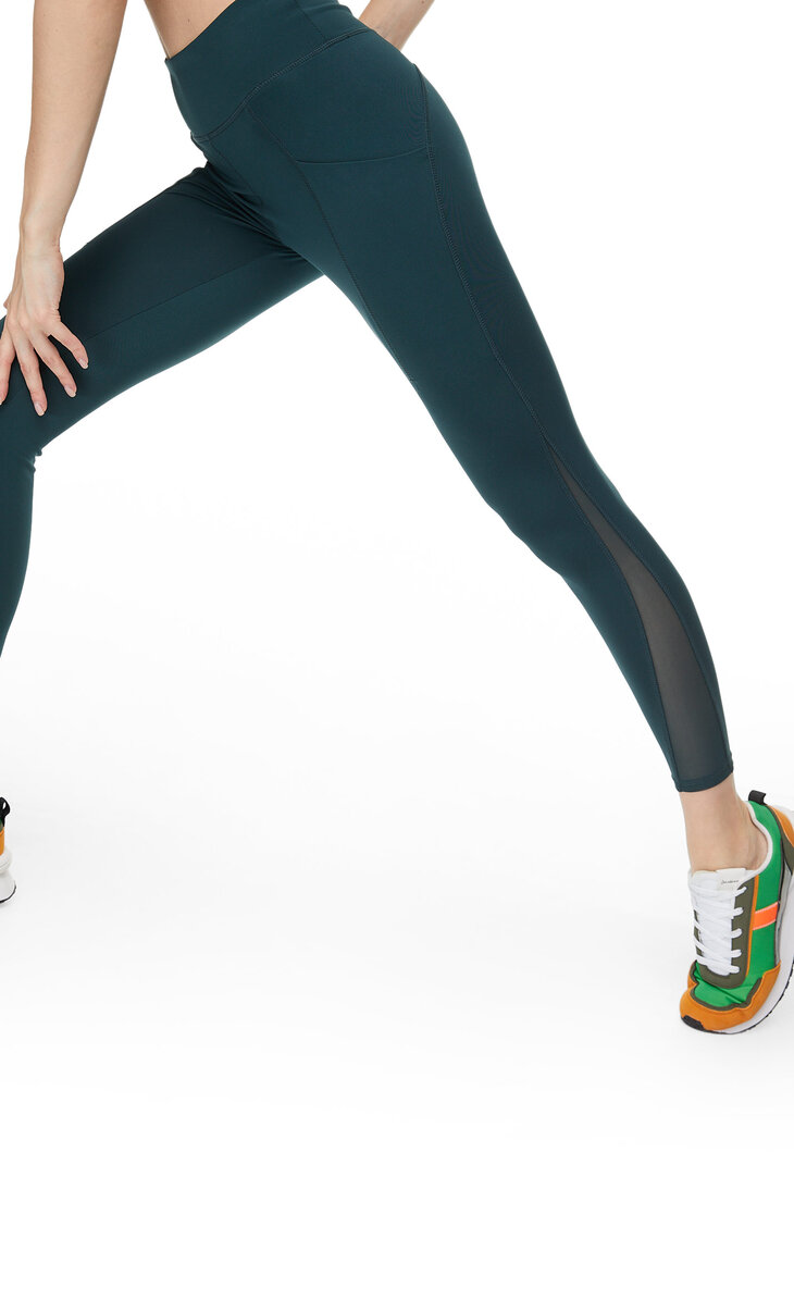 Cool touch sports leggings with mesh details