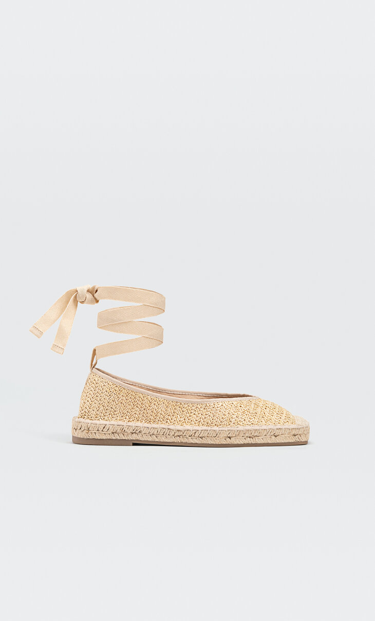 Lace-up fabric espadrilles