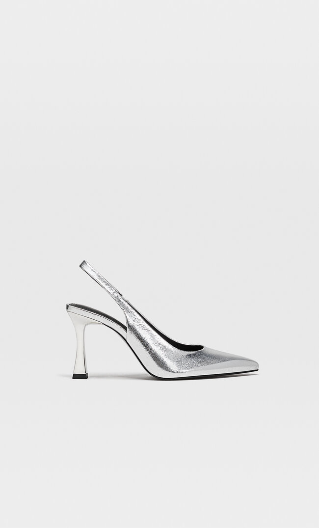 

Stradivarius Buty Bez Pięty Na Obcasie Srebrny 35