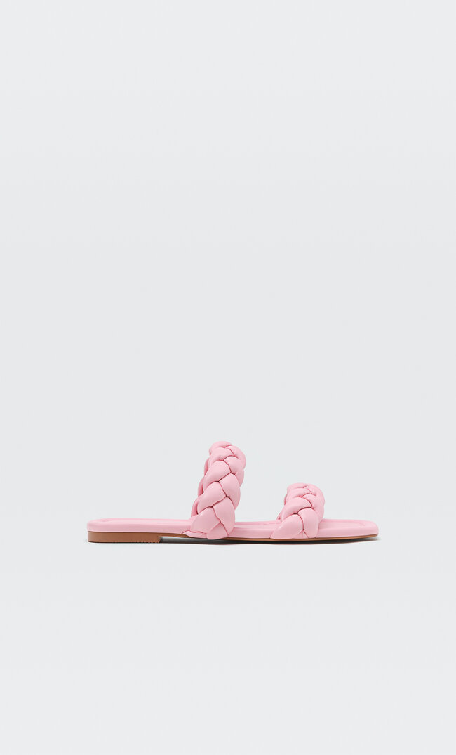

Stradivarius Flache, Geflochtene Sandalen Rosa 35