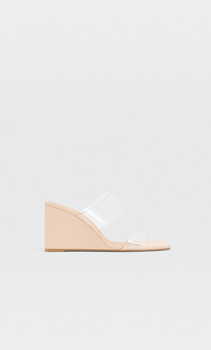 Stradivarius Chaussures compens es avec brides en vinyle