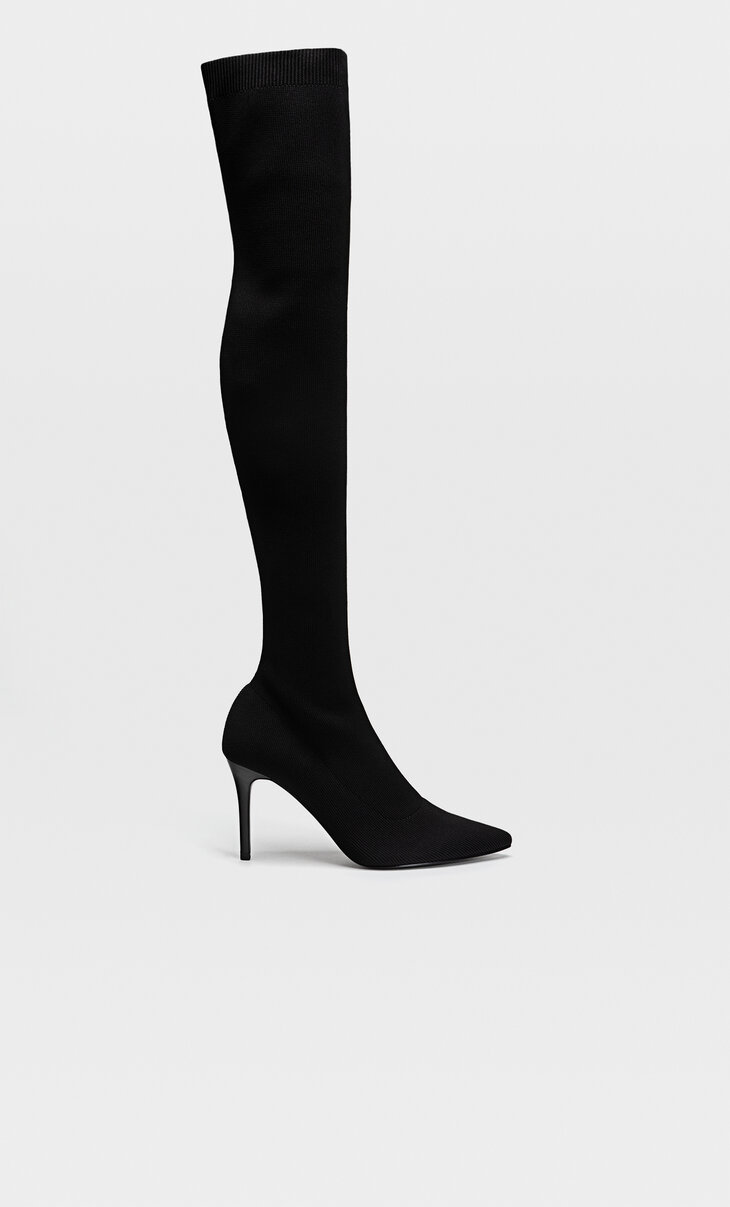 Black stretch heeled boots
