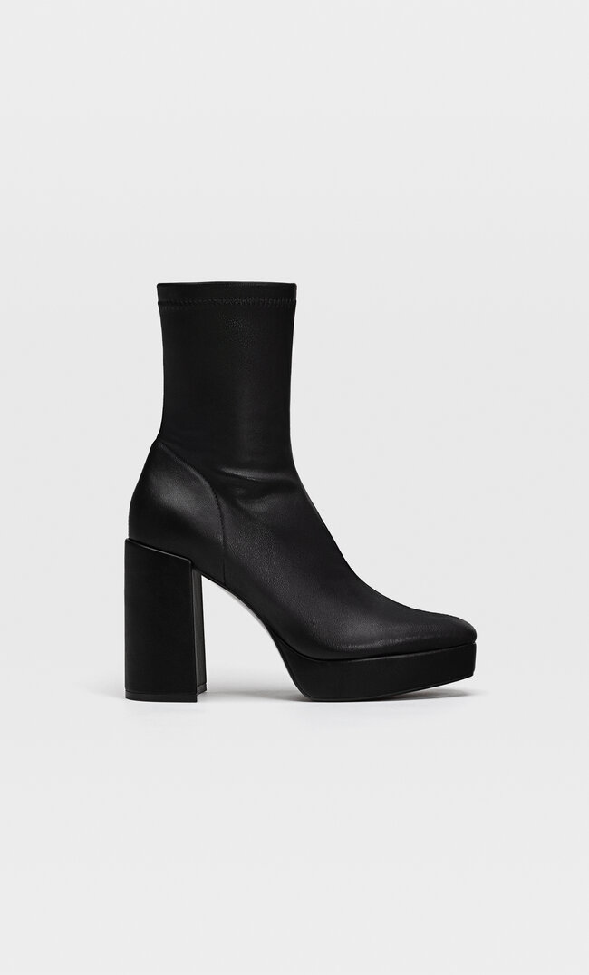 black platform stretch boots