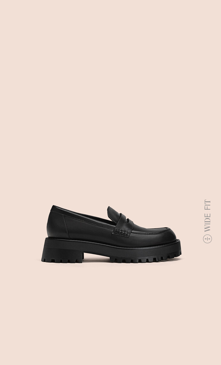 WIDE FIT Loafer met trackzool