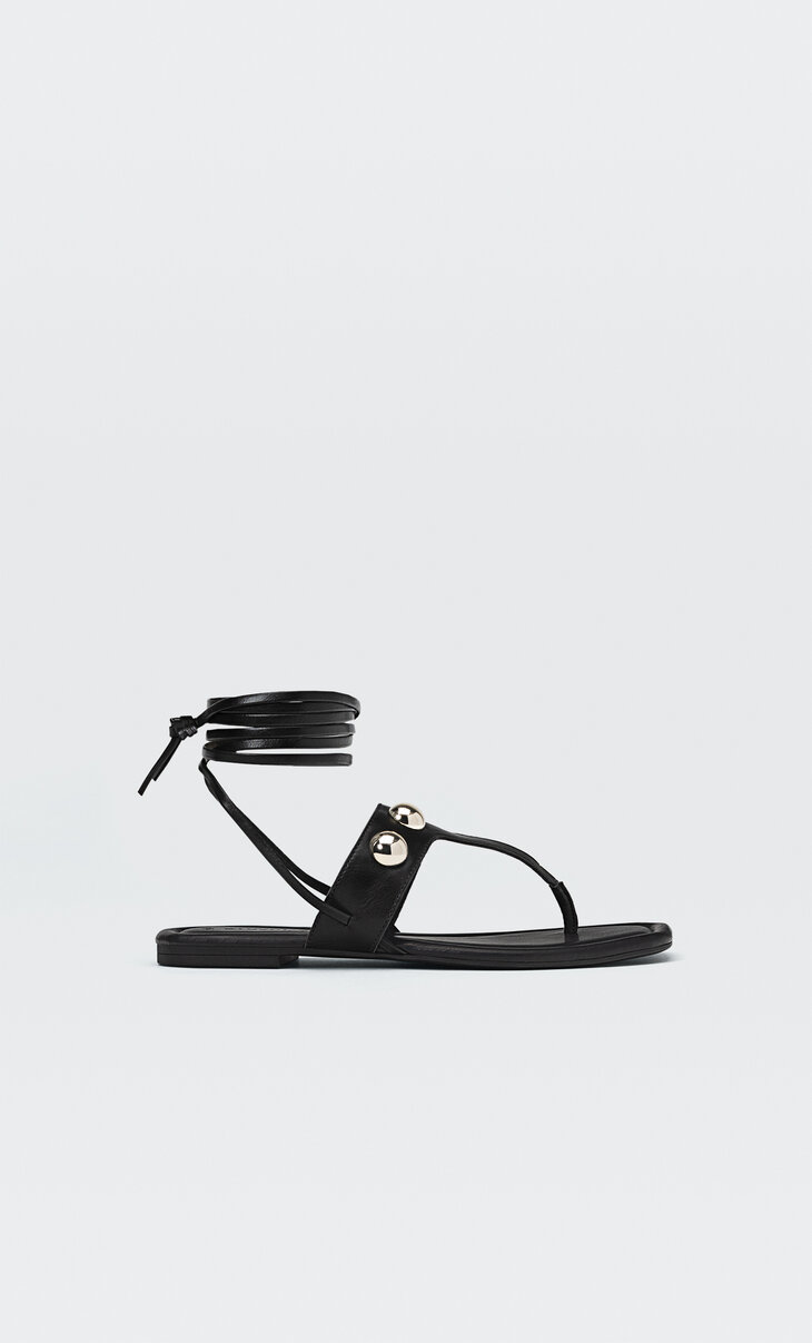 Tied flat sandals