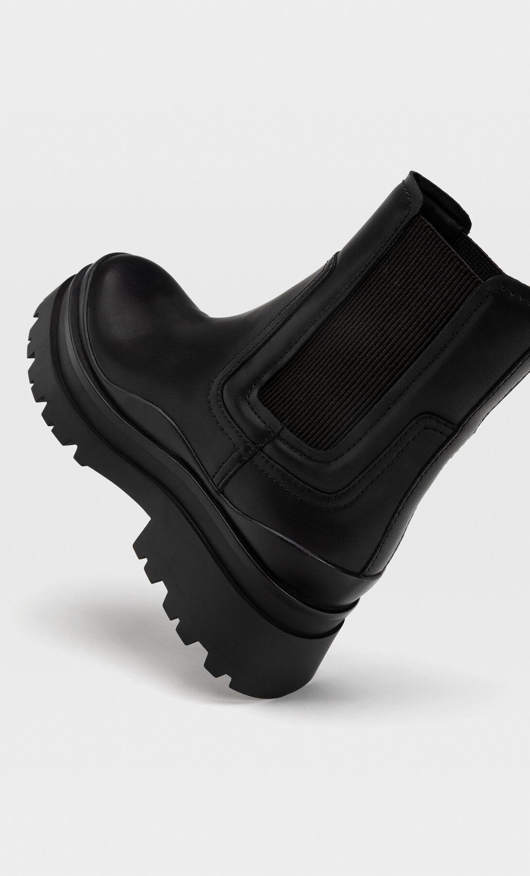 track sole ankle boots with elastic