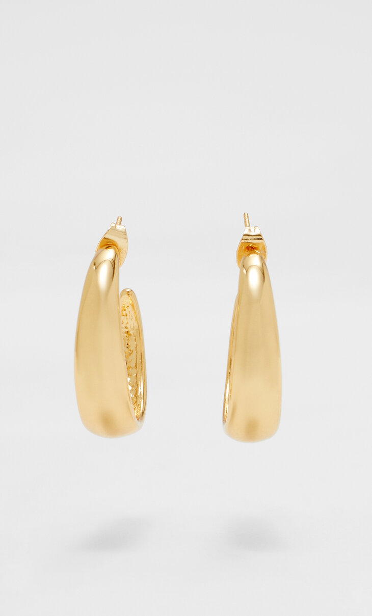 Pendientes aros liso. Gold Plated