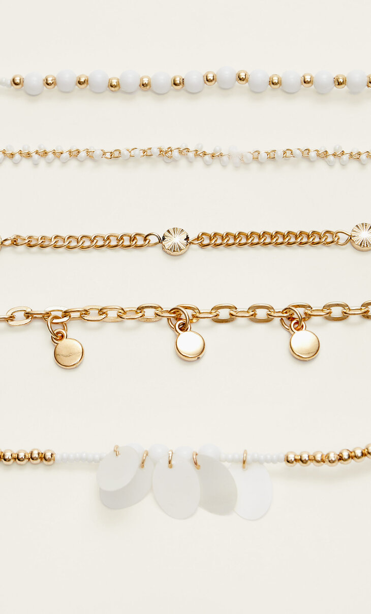 Set of 5 bead and charm bracelets