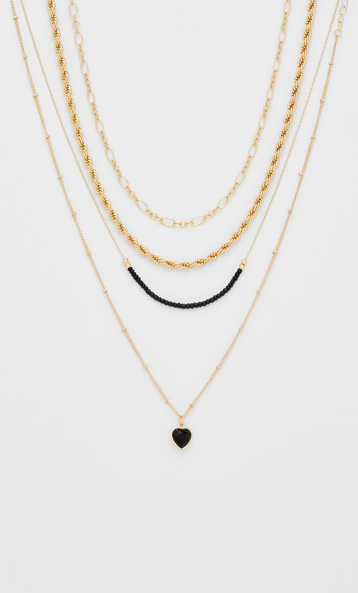 Set od 4 ogrlice u obliku konopca sa srcem