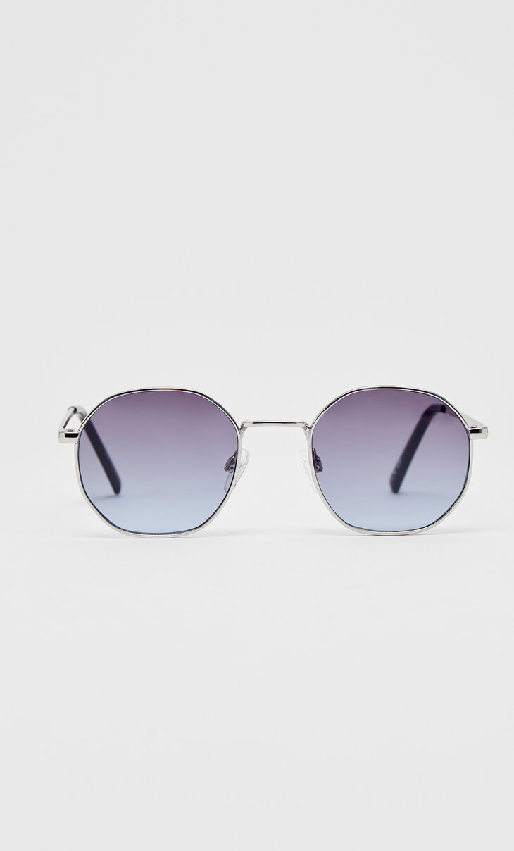 Sechseckige Metallic-Sonnenbrille