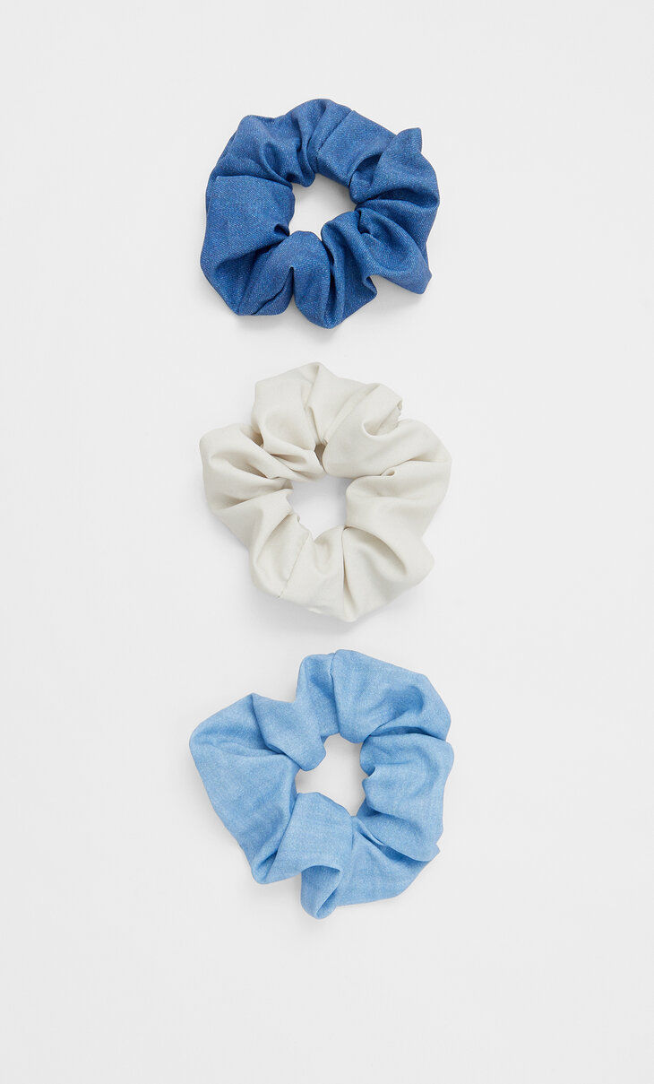 Set of 3 denim scrunchies