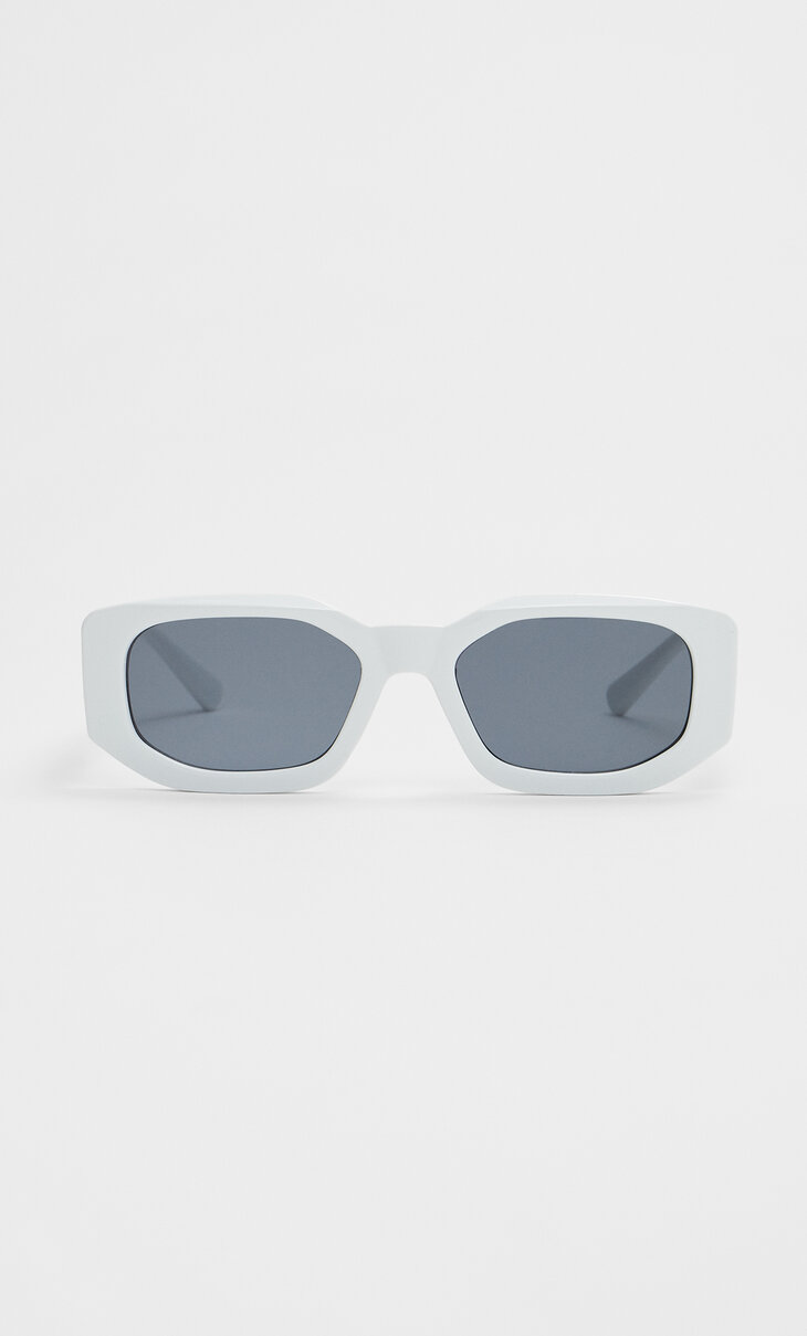 Rectangular sunglasses with resin frame