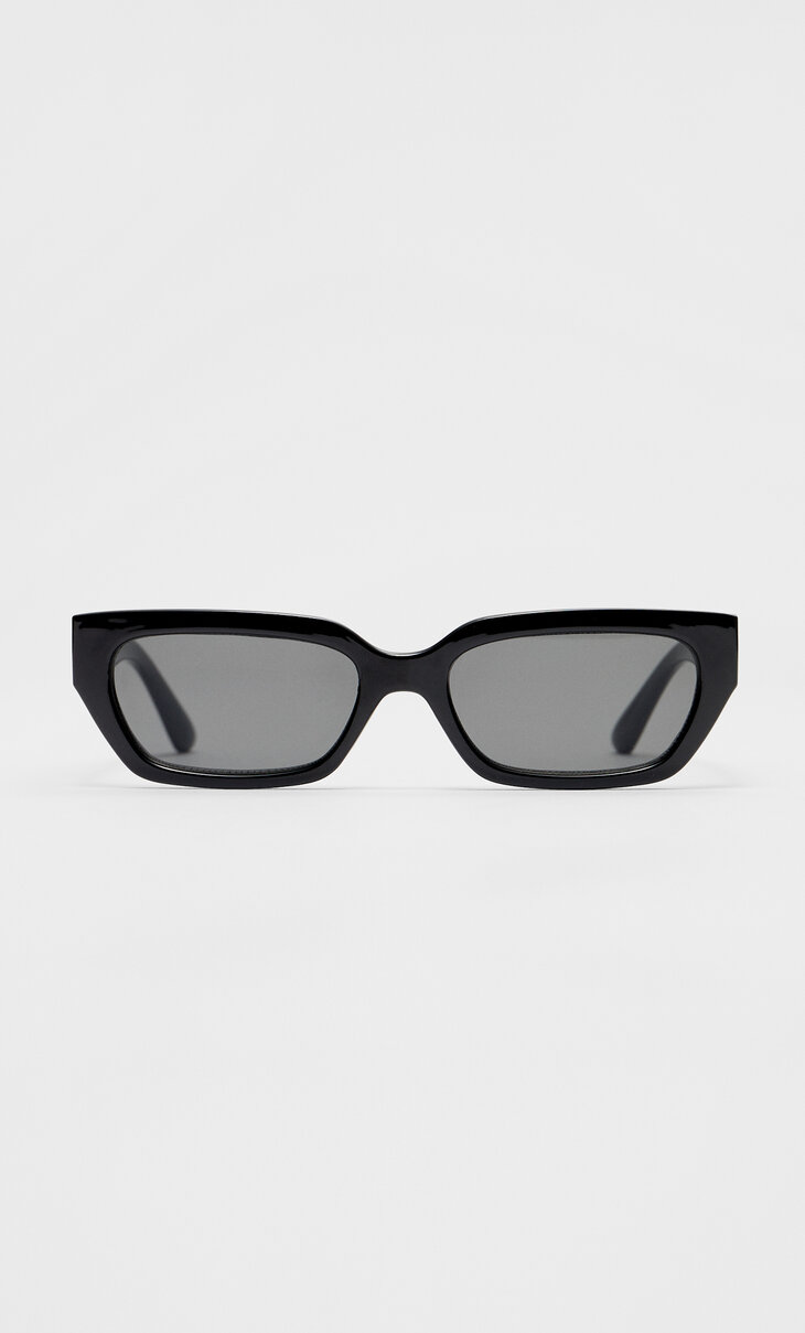Straight line oval resin sunglasses