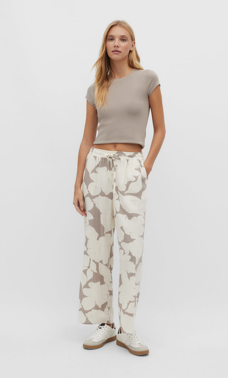 Rustic printed culottes