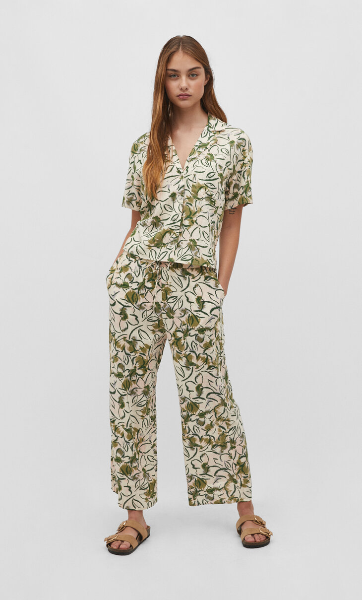 Rustic printed culottes